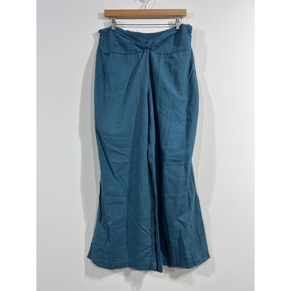 Indigo Rein Granola Fisherman Minimalist Womens XL Linen Blend Wide Leg Pants